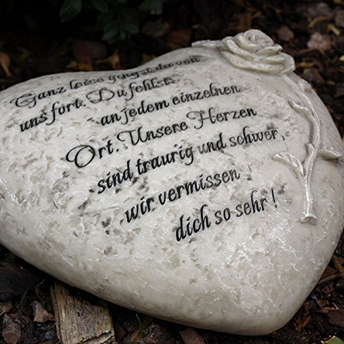 Herz Grabdekoration mit Inschrift – Ganz leise gingst du von uns fort. Du fehlst an jedem einzelnen Ort. Durchmesser 18cm - 3