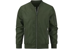 YOUTHUP Men's Bomber Jacket Lightweight Casual Summer Sports Jackets Baseball Collar Cargo Outwear