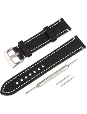 BEWISH 18mm Lederarmband Uhrenarmbänder Kalbsleder Ersatzband Echtes Leder Uhrarmband gebürstete Edelstahl Metall...