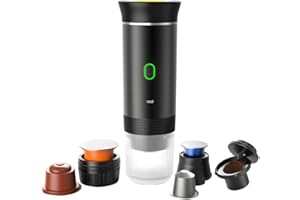 SOUTH AREA Caffettiera portatile 3 in 1 compatibile con capsule Ness-preso, Dolce-Gusto e Caffè macinato - Mini macchina da caffè elettrica con acqua calda USB-C - ideale per viaggi, campeggio e auto