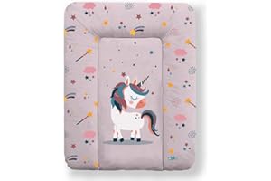 Kikido Cambiador Bebe 50x70 - Unicornio - Cambiador Bebe Impermeable, Suave, Fácil de Limpiar y Portátil - Colchoneta Cambiador para Cómodas, Mesas y Viajes - Medida Universal 50x70