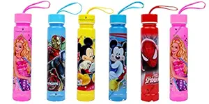 perpetual bliss (pack of 6) fancy disney theme water bottle 500ml / birthday return gifts for kids (dimension)cm :5x5x22-Multi color