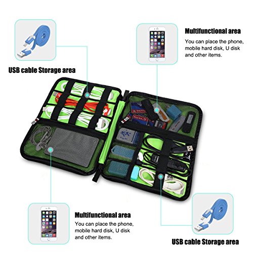 ducomi® cabletop – Tasche Organizer für Kabel und Zubehör Reise mit Reißverschluss Wasserdicht blau - 7