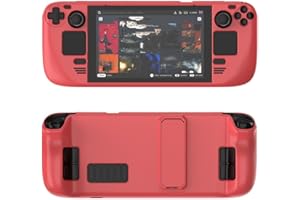 ZOAZR Colorful Protective Case Suitable for Steam deck PC Material Full Cover Protective Case with Stand Skin-friendly Feel Game Console Accessories (Red)
