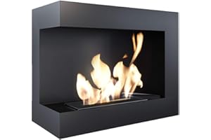 ‎KRATKI KRATKI Biokamin DELTA | Eckkamin | 600 x 280 mm | Wandkamin ohne Verglasung | Ideal für offene und moderne Innenräume | TÜV - Rheinland geprüft | Offen nach links