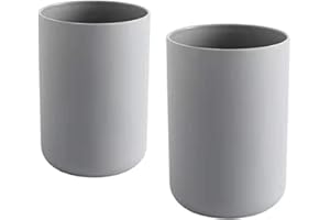 ‎WONGWONGCAT wongwongcat Toothbrush Cup, Pack of 2, Bathroom Toothbrush Holder, Brush Holder, Accessory Organiser and Toothbrush Holder (Grey & Grey)