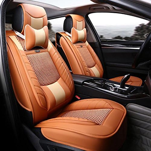 DD Leather Four Seasons Pad Ice Silk Car Cushion Mat Seat Cover , Orange,orange