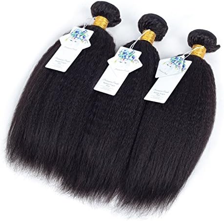 8A Grade Full Head Brazilian Virgin Hair Weaving Kinky Straight Hair 3 Bundles Mixed length 100% Unprocessed Remy Human Hair Extensions 300g/Lot Natural Black Colour (14"16"18")