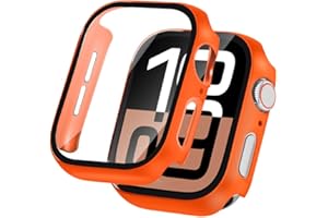 LINTEKER 2 Stück für Apple Watch Series 11 (2025) / Series 10 46mm Hülle mit Glas Displayschutz, Schutzhülle kompatibel mit Apple Watch Series 11/10 46mm, HD Klar, Stoßfeste Schutzhülle, Orange