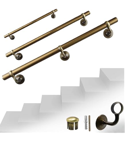 Parapetto Sicurezza Scale Interne Ringhiere Per Scale In Metallo Dorato , Parapetto Di Protezione Di Sicurezza Per Corrimano Di Transizione Per Scale Interne E Gradini Esterni , Ingresso, Soffitta , Recinzione Per