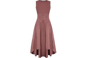 SCARLET DARKNESS Women Underbust Renaissance Dress Sleeveless Square Neck Lace-up Maxi High Low Party Vest Dresses