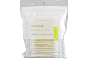 QIJIEFENCC 80 Stück Wattestäbchen,Vegan,100% biologisch abbaubar,Umweltfreundliche Ohrenstäbchen für Tattoo, Augenbrauen, Beauty, Make-up