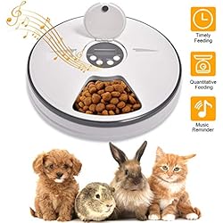 Lacyie Mangeoire Automatique pour Chiens et Chats, Distributeur de Nourriture Automatique pour Animaux de Compagnie 6 * 128ml repasAssiette de Nourriture Petits Animaux pour Chien, Chat, Lapin