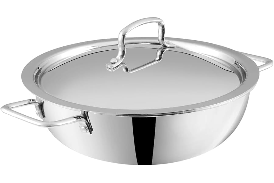 Vinod Smart Triply Stainless Steel Kadai, 8L