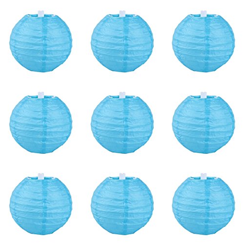 YL 9er. Papier Lampions Laternen Blau (10cm)