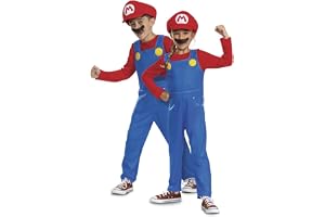 Super Mario Bros. Mario barnkostym, officiellt licensierad av Disguise, bekväm passform och detaljerad design, S 4 till 6
