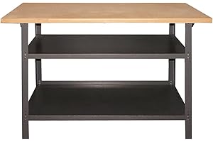 TREND LINE TrendLine Werkbank Arbeitsbank Tischlerbank 120 x 60 x 85cm 2 Ablageböden Arbeitstisch Werktisch grau pulverbeschichtet