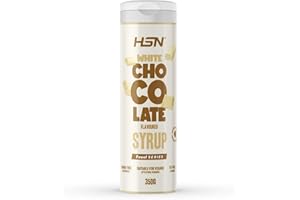 Sirope Chocolate Blanco Sin Azúcar ni Grasa de HSN | 350 g = 35 Tomas por Servicio | Sabor Intenso, Textura Densa | Tapón Antigoteo | Apto Dietas Veganas, Keto y Sin Gluten