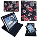 Produktbild Schwarze Blumen Tablet Tasche Schutz Hülle für 10 Zoll Medion LifeTab P10327 MD 60215 + touchpen Stift