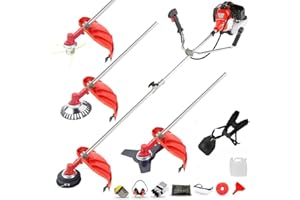 DEALOURUS Outil de jardin multifonction 3 en 1 à essence Débroussailleuse coupe-herbes avec lame en acier de 3T, fil de coupe en acier pour mauvaises herbes. Excellent outil de puissance extérieure