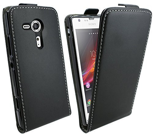 Funda con tapa para Sony Xperia SP en Negro Bolso Plegable Funda   energmix