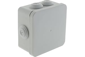 Protec, caja de conexiones estanca sin airbox IP55 IK07, 100 x 100 x 52 mm, blanca, 7 entradas laterales Ø4/14/16/20/25 mm, 2 entradas traseras Ø20 mm, boquillas de doble inyección