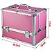 Popamazing Large Aluminum Waterproof Stylish Beauty Makeup Box Luggage Cosmetic Case (Pink)
