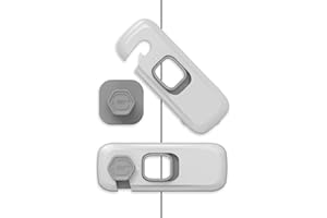 Harewu 5Pcs Kids Security Refrigerator Locks.Protective Self Adhesive Latches.Pinch Proof Lock for Toddlers and Children.Ideal for Refrigerators,Cabinets,Drawers,Wardrobes and Freezers (Grey)