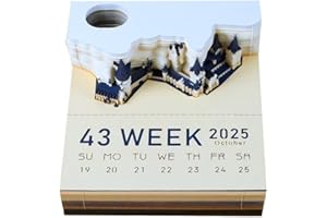 PINNKL 3D Memo Pad, 2025 Desk Calendar Memo Pad, Creative Desk Calendar DIY Notes Notepad, 3d notepad paper sculpture gift, 3D Art Calendar, Desk Calendar Magic Castle (With LED) Gift