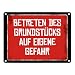 Produktbild trendaffe - Betreten des Grundstücks auf eigene Gefahr Warn- und Hinweisschild im Used-Look