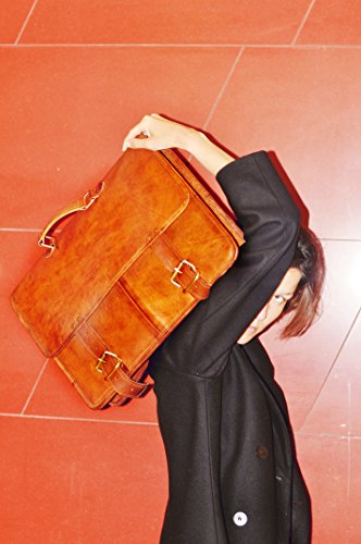 Businesstasche Aktentasche BERLINER BAGS Amsterdam Arbeitstasche Bürotasche Umhängetasche Qualität 17,5 Laptoptasche Ledertasche Vintage Uni Collegetasche Ordner Braun Herren Damen Groß XL - 9
