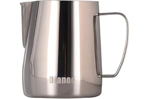 Dianoo Lanciatore Di Latte In Acciaio Inox Schiumare La Brocca Tazza Latte Art Per Caffè Espresso Cappuccino 350ML