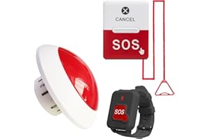 CYSSJF Sistema de Llamada de Emergencia para Minusválidos/Personas Mayores, Avisador Baño Minusvalidos/Ancianos | SOS Alarma Minusvalidos Baño/Dormitorio/Accesible WC/Aseo +1 Pulsera de Emergencia