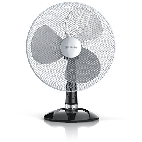 Brandson - Tischventilator 40cm / Windmaschine | Tisch Ventilator mit 3-Leistungsstufen | Leistungsaufnahme 50W | angenehmes Betriebsgeräusch | Neigungswinkel ca. 30° | Oszillation ca. 85° | schwarz / silber