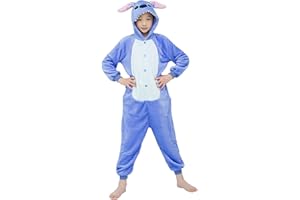 WDRHC Unisex Niños Unicornio Pijamas la Ropa de Noche del Traje Onesie 3D Novedad Mono Stitch Cartoon Animal Cosplay Disfraces Mascotas Carnaval Navidad Ropa especializada para Niños Niñas