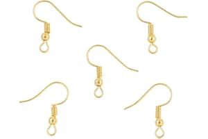 Angel Malone (100 (50 Pairs) of Earring Hooks with Ball, Jewellery Making Findings - UK Seller (Gold Plated)