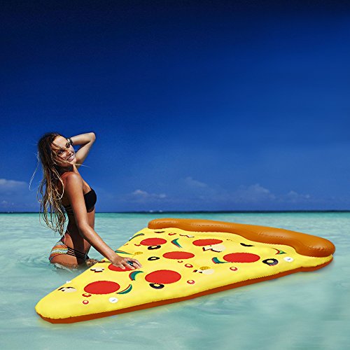ThinkMax 6 x 3 Feet PVC Giant Inflatable Pizza, Outdoor Swimming Pool Float Rafts,Inflatable Summer Party Floatie Lounge Toy For Children and Adults