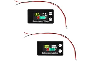 HEEMOL Monitor akumulatora 12V 24V 36V 48V 60V 72V 84V wielofunkcyjny miernik baterii DC8-100V LCD woltomierz samochodowy z alarmem czujnika temperatury do samochodów osobowych łodzi Motorhome 2 szt.
