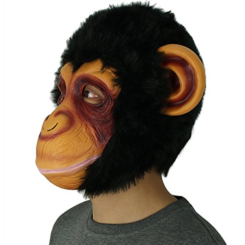 Affe Kopfmaske, Cusfull Neuheit Halloween-Kostüm Party Latex Tiermaske Affe Kopf Maske Headmaske Halloween-Party-Kostüm - 3