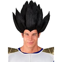Peluca De Vegeta Para Niño – Accesorio De Dragon Ball, Pelo Negro De Fibra Sintética, Ideal Para Disfraces De Saiyan Y Carnaval