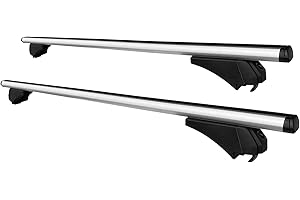 SUSY SHOP Barre Portapacchi Portatutto Universali Per Auto Con Rails Chiusi o Rialzati (Corrimano), 2 Barre Trasversali In Alluminio Con 4 Serrature Di Sicurezza Antifurto (125 CM)