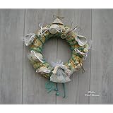 Kranz, Irland, Naturkranz, Türkranz, mediterran, Seestern, Lotus, Seeglas, weiß, Organza