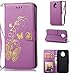 Produktbild Moto E4 Plus Hülle, Anlike Schutzhülle für Motorola Moto E4 Plus (5,5 Zoll) Wallet Tasche [Butterfly geprägte Serie Bronzing] Handyhülle - Lila