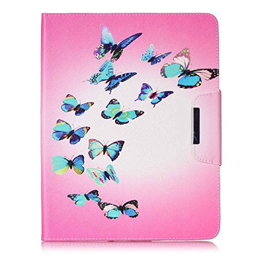 iPad 2 iPad 3 iPad 4 Hülle, Deenor Bunt Painting und Stilvoll Brieftasche Tasche PU Leder Flip Protective Stand Tasche Schutzhülle Hülle für Apple iPad 2 iPad 3 iPad 4 Generation.[Blue Butterflies] - 2