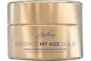 Bionike Defence My Age Gold - Crema Viso Intensiva Fortificante Notte Anti Age, Ripara, Fortifica E Rimpolpa Le Pelli Mature, Dona Idratazione Ed Elasticità Alla Pelle, 50 Ml