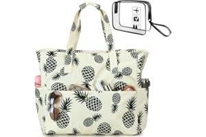 LEDAOU Duża torba plażowa z zamkiem błyskawicznym, wodoszczelna, torba na ramię, torba na zakupy, odporna na piasek, z zamkiem błyskawicznym, na basen, fitness, torba podróżna dla rodziny