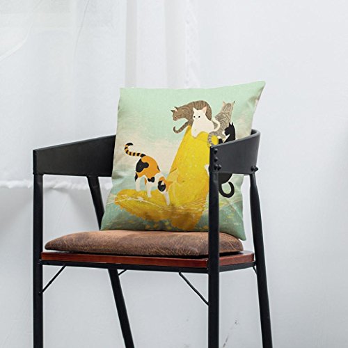 Kissenbezüge Longra Vintage Katze Hund Baumwolle Kissen Fall Sofa Taille Throw Kissen Cover Home Auto Decor Sofakissen Kissenhülle (F) - 2