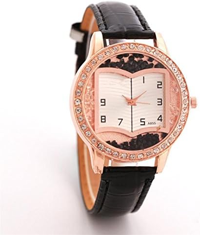 WGE Inlaid Diamond Book Page Brown Belt Watch Creative Individuality Fashion Woman Watch