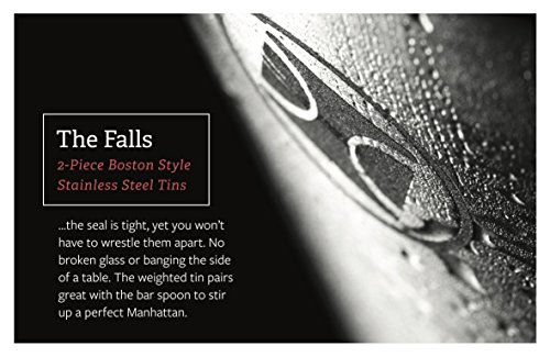 Cocktail Shaker Set | 6 teilig mit zweiteiligem Boston Edelstahl Shaker, Japanischem Barmass, Hawthorne Barsieb, europäischem Barlöffel und modernem Barstössel in gebürstetem Edelstahl von The Elan Collective - 2