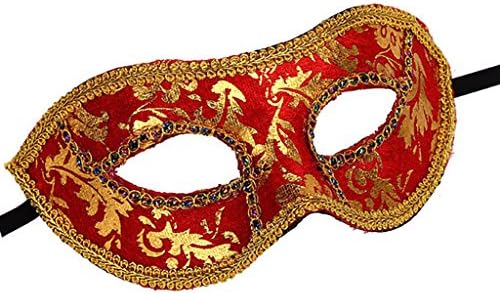 mask gold and red, embroidered, Venetian Masquerade costume - Inspired by 50 shades of gray - even darker